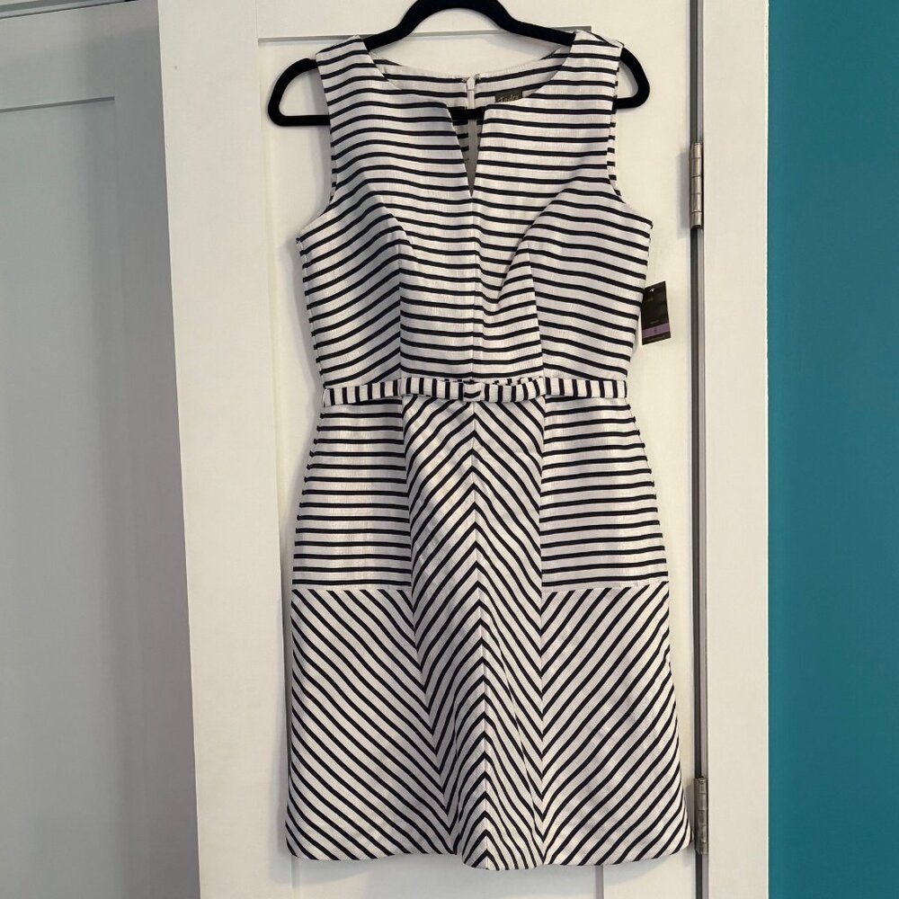 Black and white striped party dress size 6 NWT